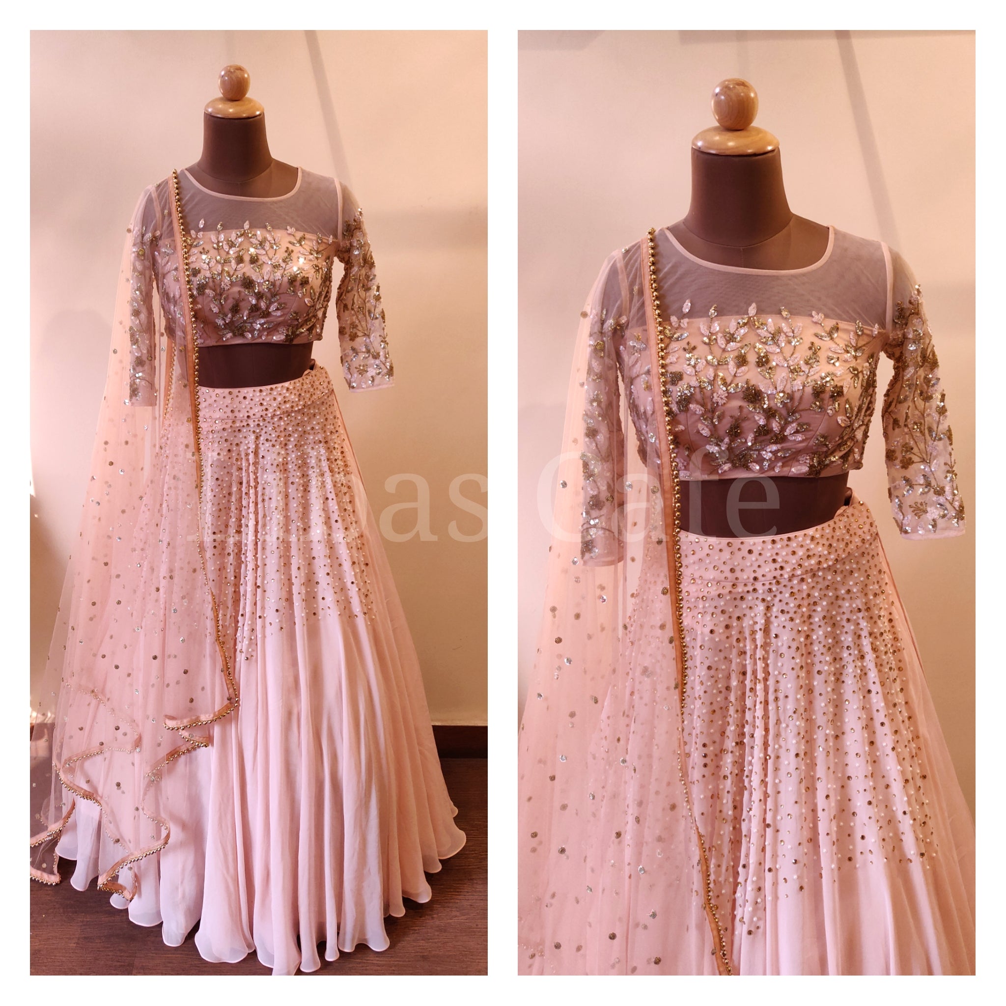 Peach Embroidered Lehenga